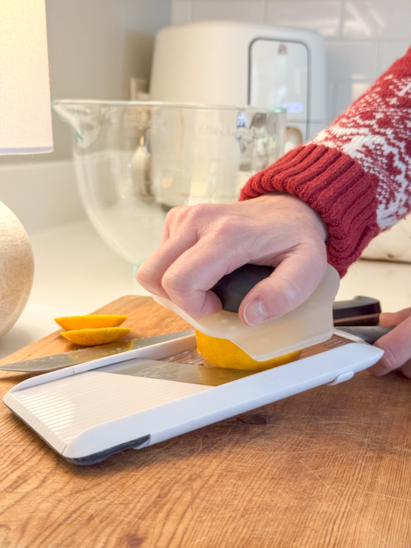 use the mandoline to make thin slices