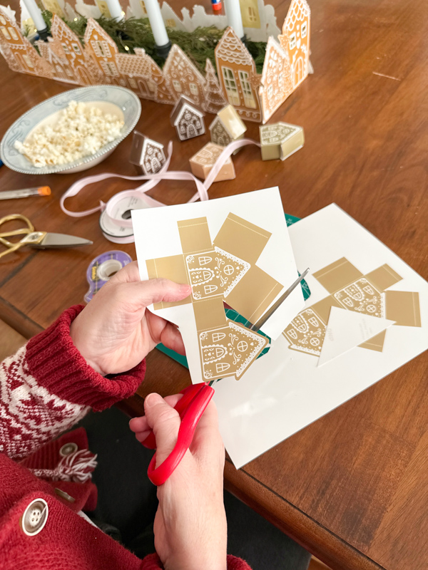 print and cut out the gingerbread houses