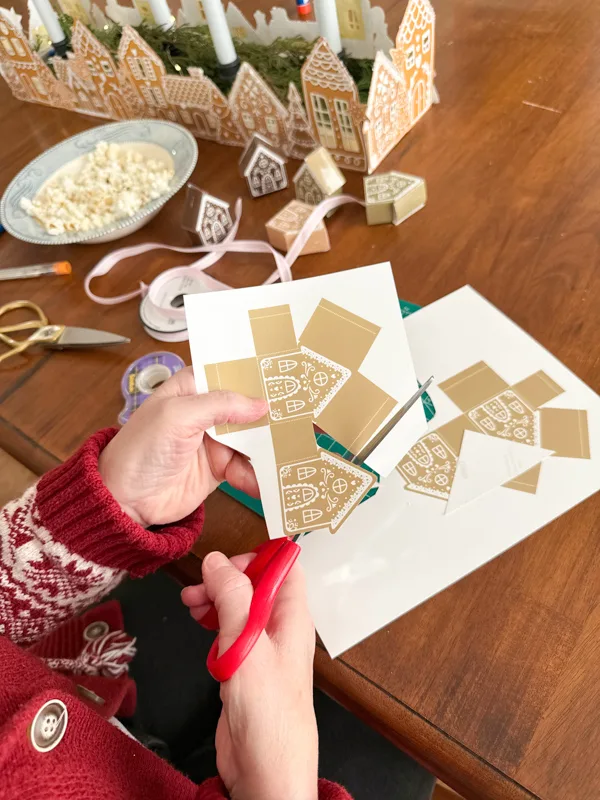 print and cut out the gingerbread houses