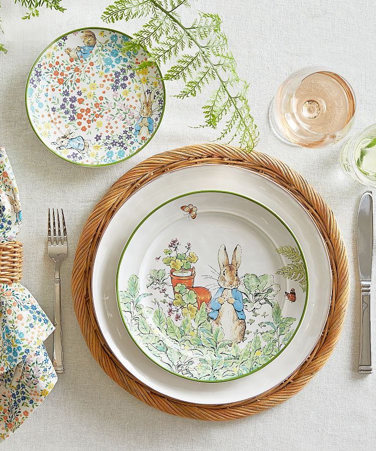 Pottery Barn Peter Rabbit collection for spring table settings