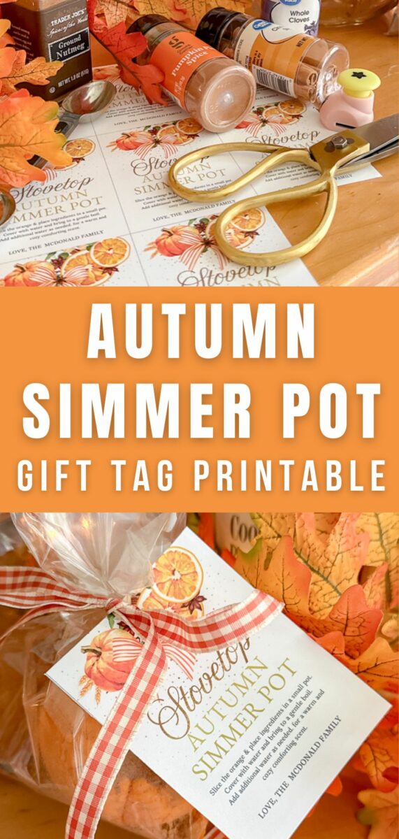 Autumn simmer pot gift tag printable