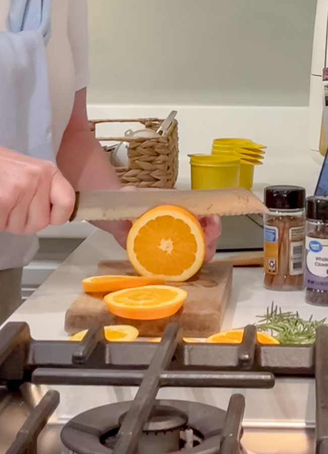 Slicing an orange