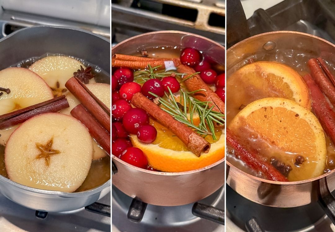 Fall simmer pot recipes:  Apple pie, pumpkin spice and cranberry orange