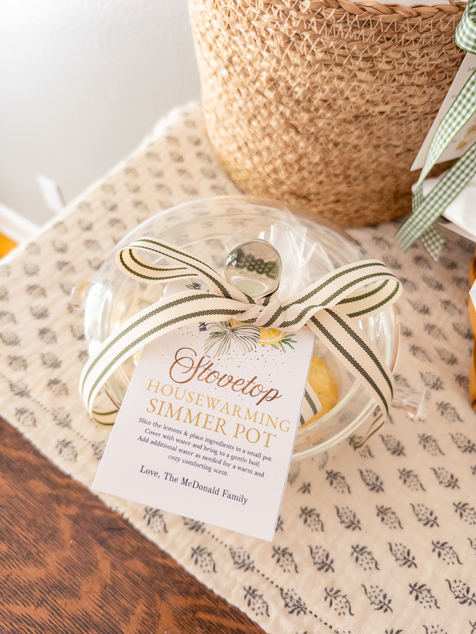 DIY simmer pot kit with lemon, lavender, and rosemary, a unique housewarming gift idea