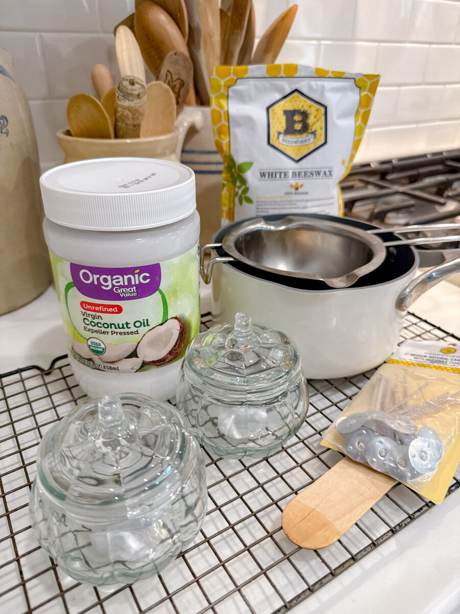 Natural DIY beeswax candle ingredients and supplies