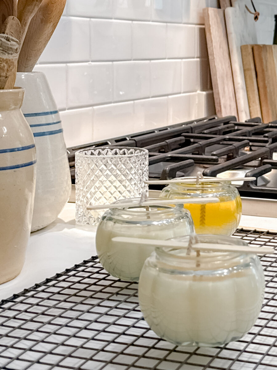 Jars filled with beeswax