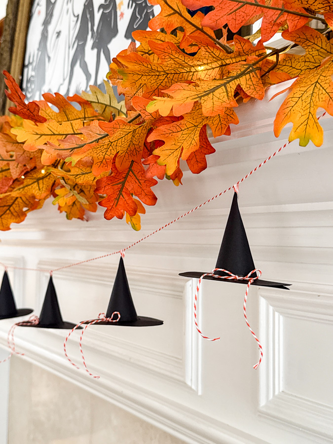 Mini paper witch hat garland