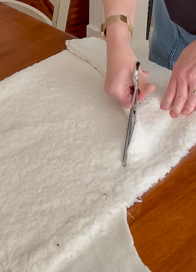 Cutting sherpa fabric to make ghost