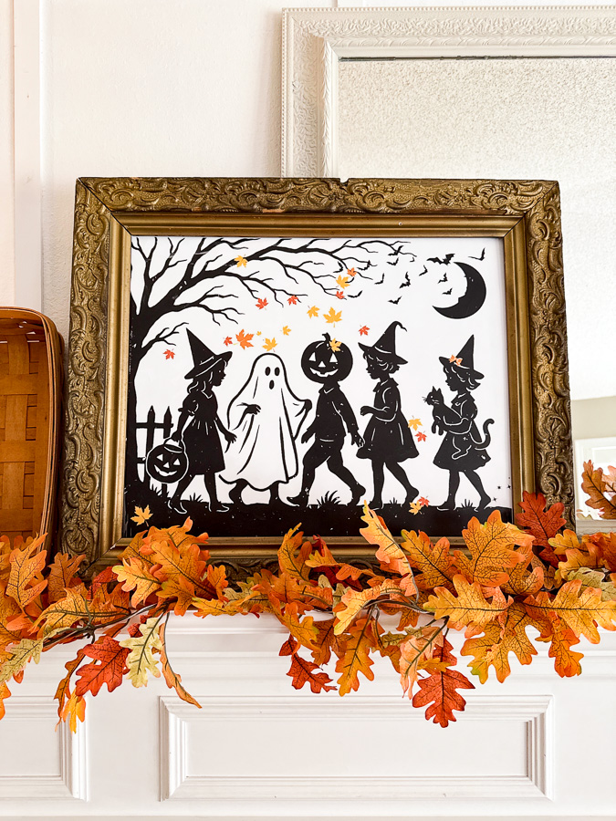 DIY decoupage printable art Halloween silhouette trick or treat