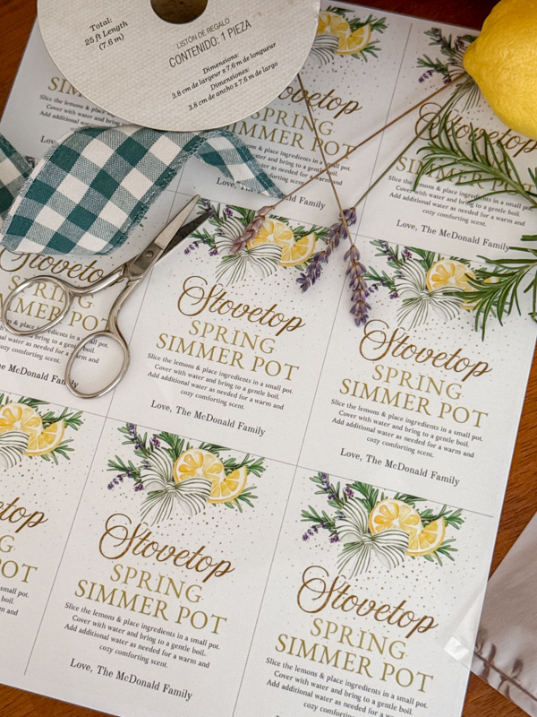 Editable spring simmer pot gift tags