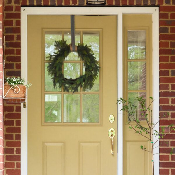 Yellow paint color ideas in real home. Yellow painted front door on red brick house