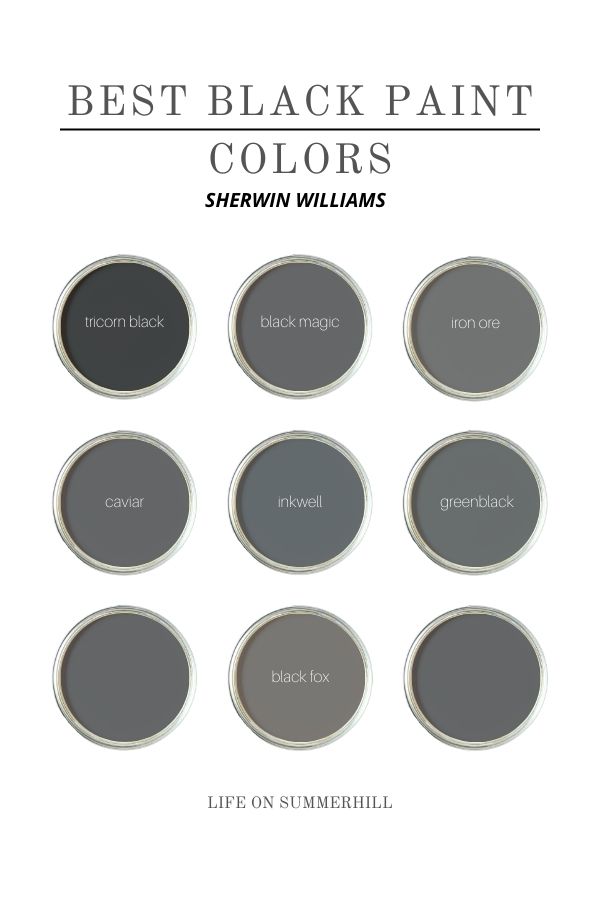Best sherwin williams black paint colors: tricorn black, black magic, iron ore, caviar, inkwell, greenlack, black fox