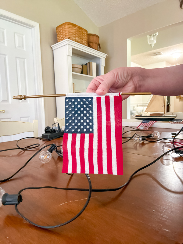 Removing the American flag from a stick flag