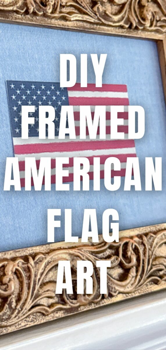DIY Framed American flag art with fabric background