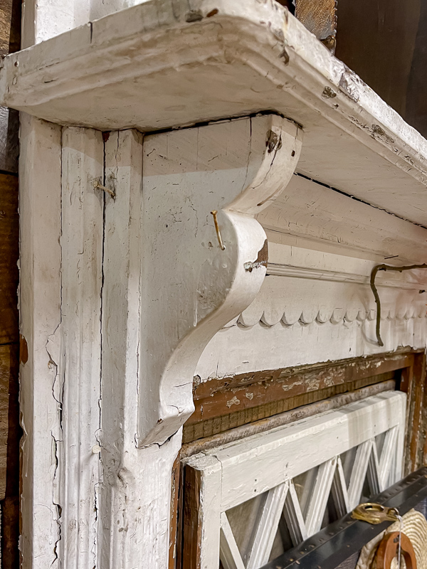 Fireplace mantel from an old home found at a vintage store. You can use these in your newer home.