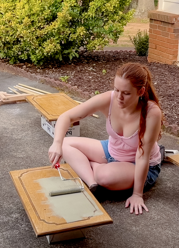 Painting cabinet doors green